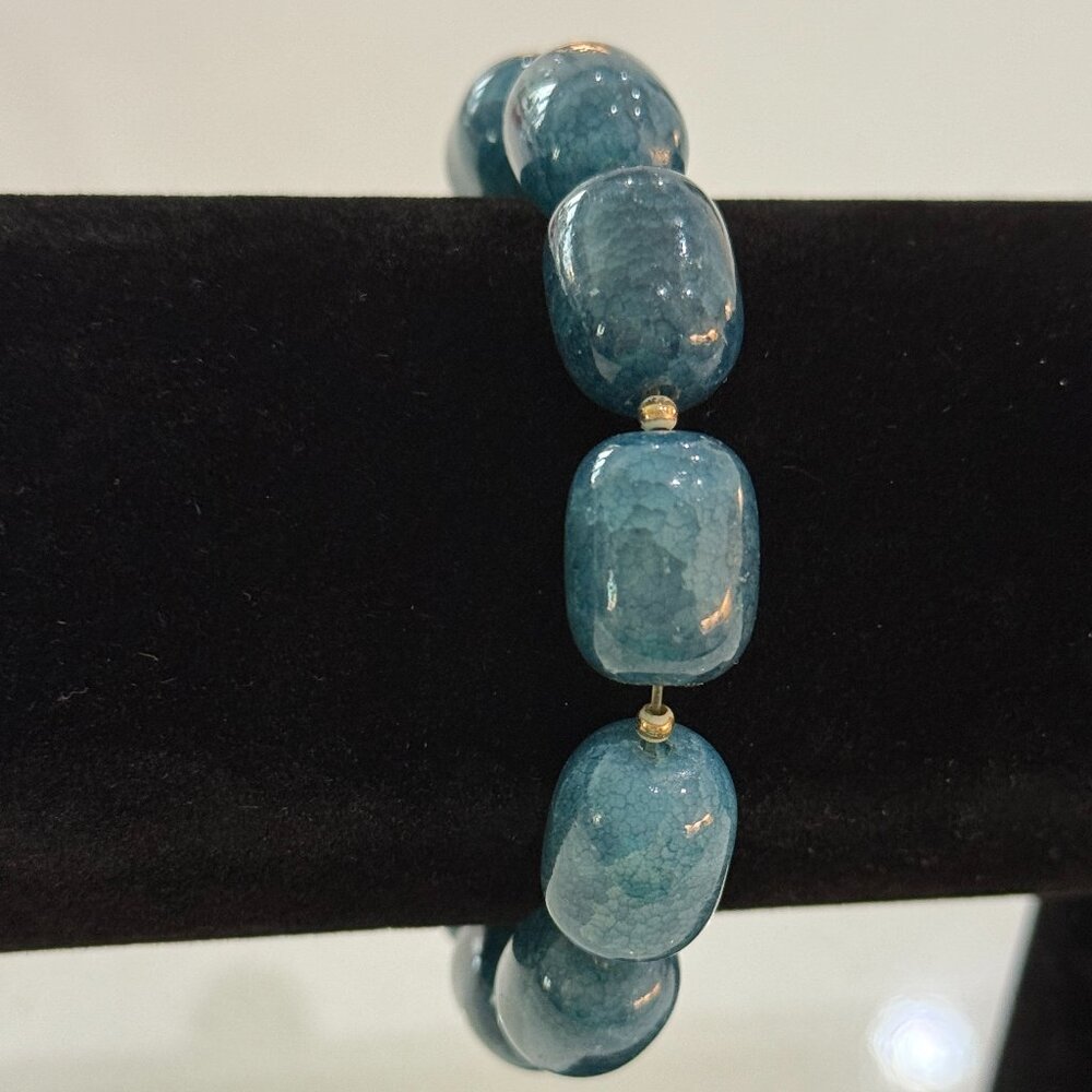 Unisex Dyed Agate Stone Stretch Bracelet - Picture 6 of 7